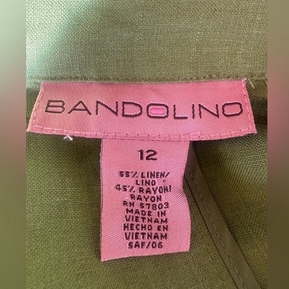 Bandolino Linen Blend Lime Green 2 Piece Pant Suit Set Size 12 - Picture 4 of 5